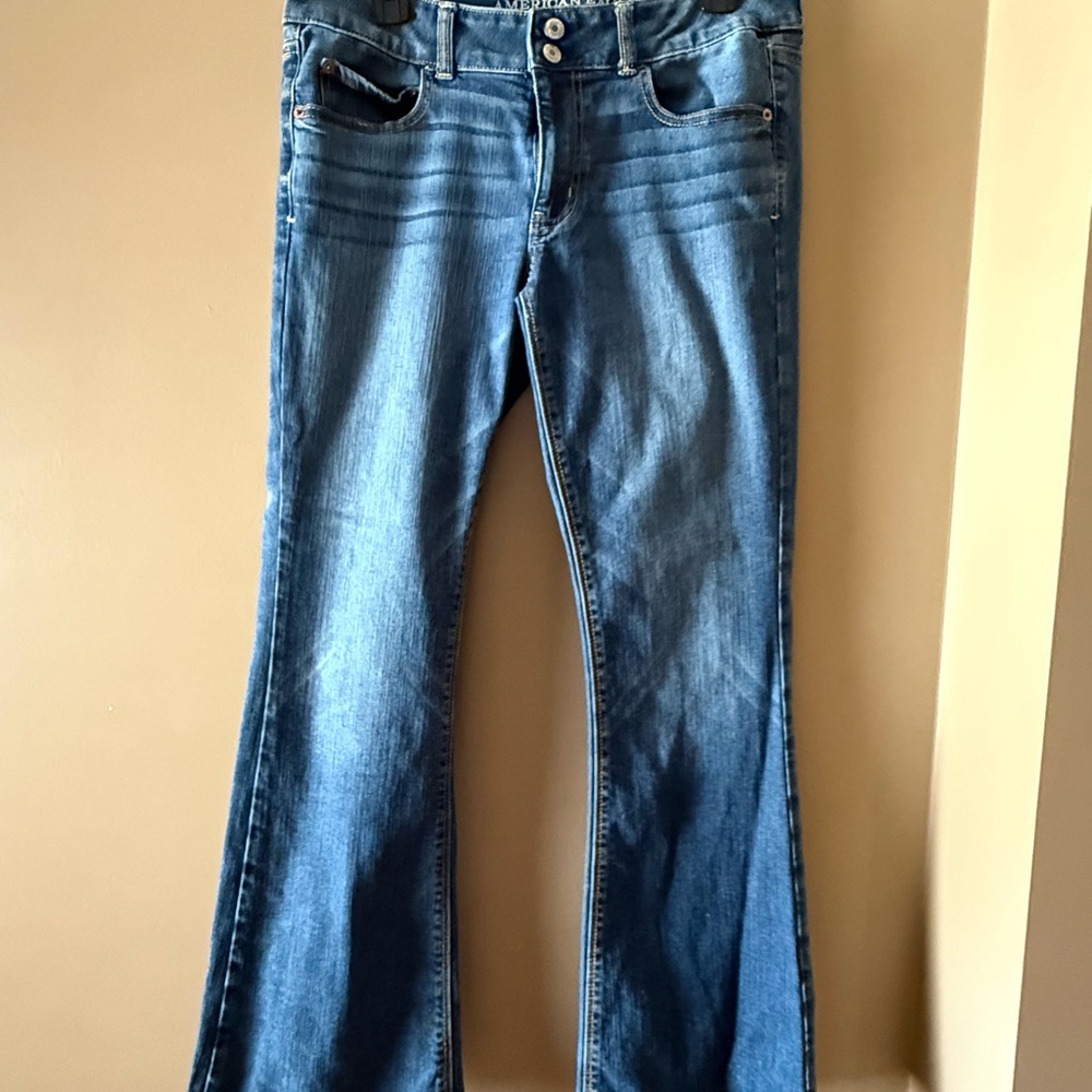 American Eagle Blue Flare Wide Leg Jeans